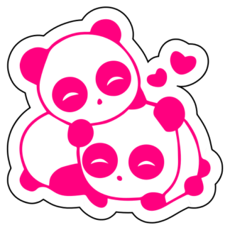 Cute Panda Couple In Love Sticker (Hot Pink)